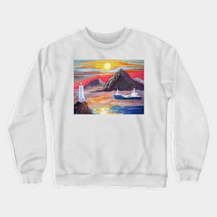 Lighthouse and ship Crewneck Sweatshirt